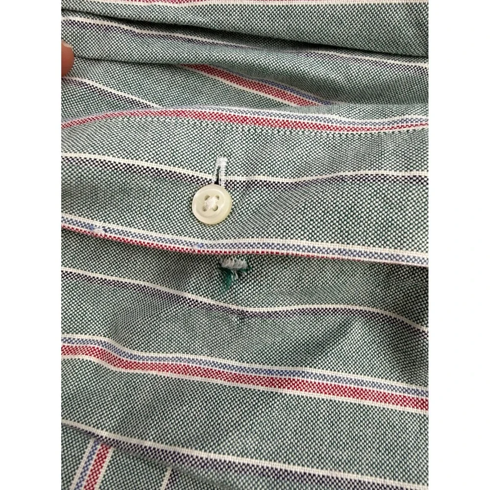 Ralph Lauren Classic Fit Mens XXL Green Striped Oxford Button Down Shirt Cotton